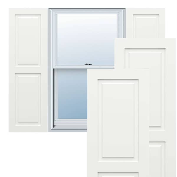 Ekena Millwork True Fit PVC Two Equal Raised Panel Shutters, Unfinished, 12W x 28H, PR - TFP101RPF12X028UN