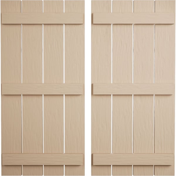 Ekena Millwork Rustic Four Board Spaced Board-n-Batten Rough Sawn Faux Wood Shutters, 23 1/2W x 84H, PR - SHUBSS23X84RSPR