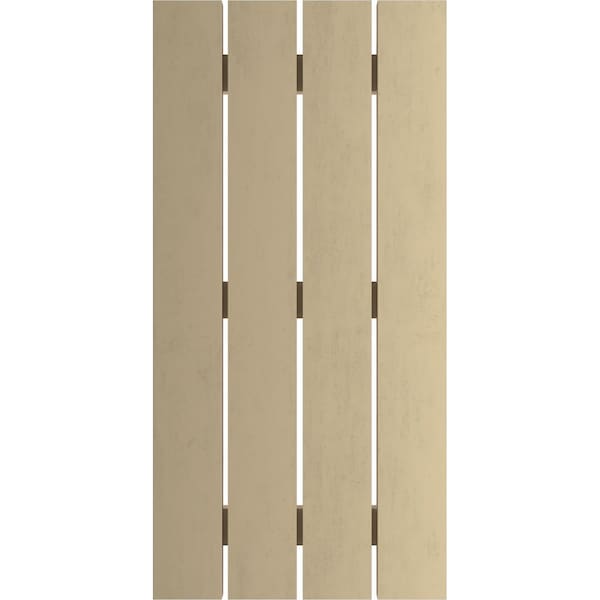 Ekena Millwork Rustic Four Board Spaced Board-n-Batten Rough Sawn Faux Wood Shutters, 23 1/2W x 84H, PR - SHUBSS23X84RSPR
