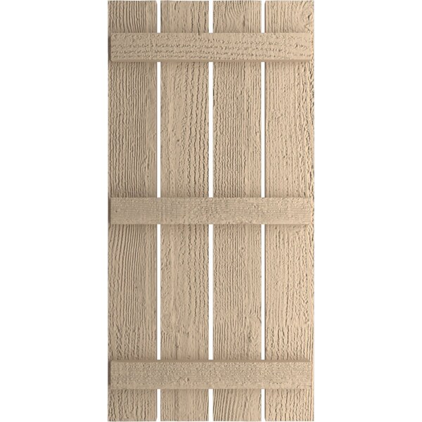 Ekena Millwork Rustic Four Board Spaced Board-n-Batten Rough Sawn Faux Wood Shutters, 23 1/2W x 84H, PR - SHUBSS23X84RSPR