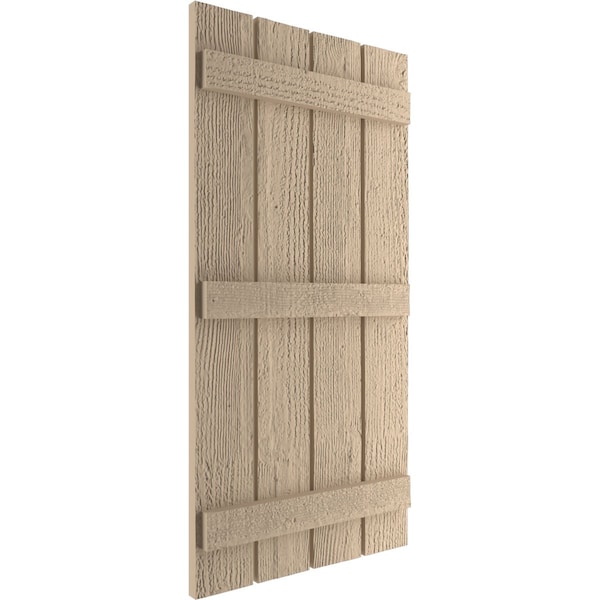 Ekena Millwork Rustic Four Board Spaced Board-n-Batten Rough Sawn Faux Wood Shutters, 23 1/2W x 84H, PR - SHUBSS23X84RSPR