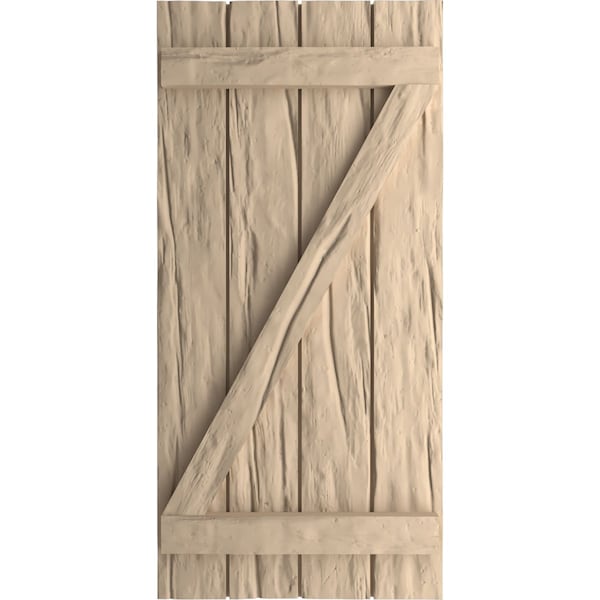 Ekena Millwork Rustic Four Board Joined Board-n-Batten Riverwood Faux Wood Shutters w/Z-Board, 22W x 80H, PR - SHUBJZ22X80RWPR