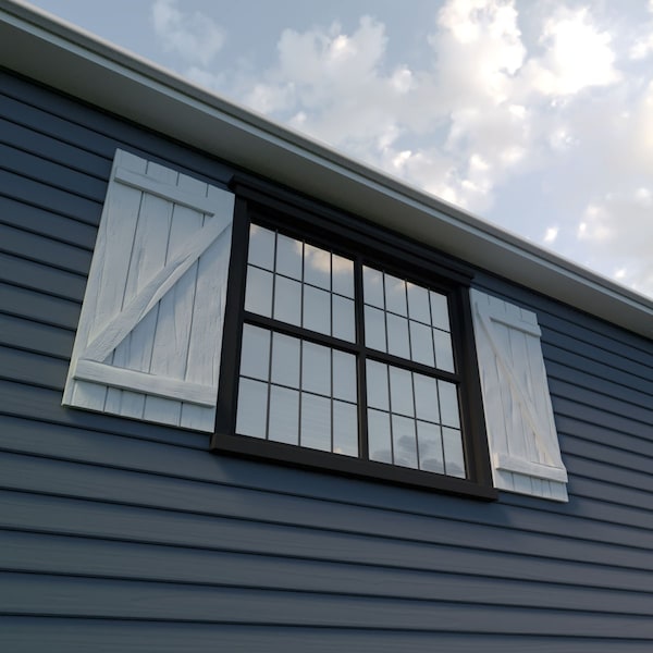 Ekena Millwork Rustic Four Board Joined Board-n-Batten Riverwood Faux Wood Shutters w/Z-Board, 22W x 80H, PR - SHUBJZ22X80RWPR