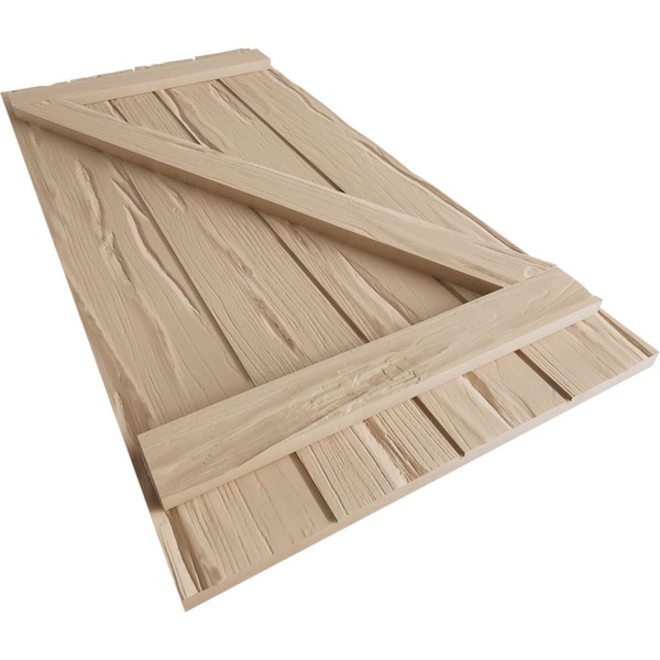 Ekena Millwork Rustic Four Board Joined Board-n-Batten Riverwood Faux Wood Shutters w/Z-Board, 22W x 80H, PR - SHUBJZ22X80RWPR