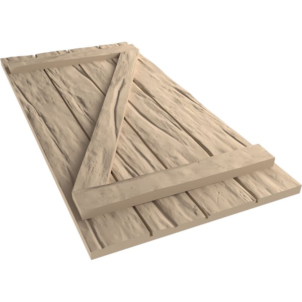 Ekena Millwork Rustic Four Board Joined Board-n-Batten Riverwood Faux Wood Shutters w/Z-Board, 22W x 80H, PR - SHUBJZ22X80RWPR