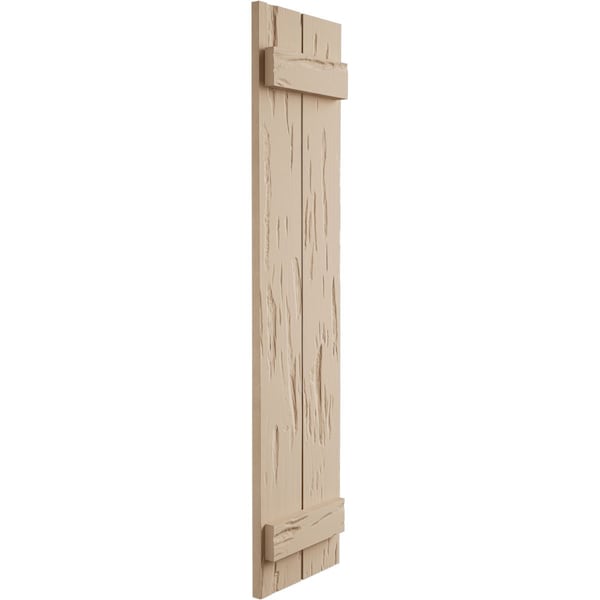 Ekena Millwork Rustic Two Board Spaced Board-n-Batten Pecky Cypress Faux Wood Shutters, 11 1/2"W x 52"H - SHUBSS11X52PCPR