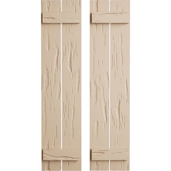 Ekena Millwork Rustic Two Board Spaced Board-n-Batten Pecky Cypress Faux Wood Shutters, 11 1/2"W x 52"H - SHUBSS11X52PCPR