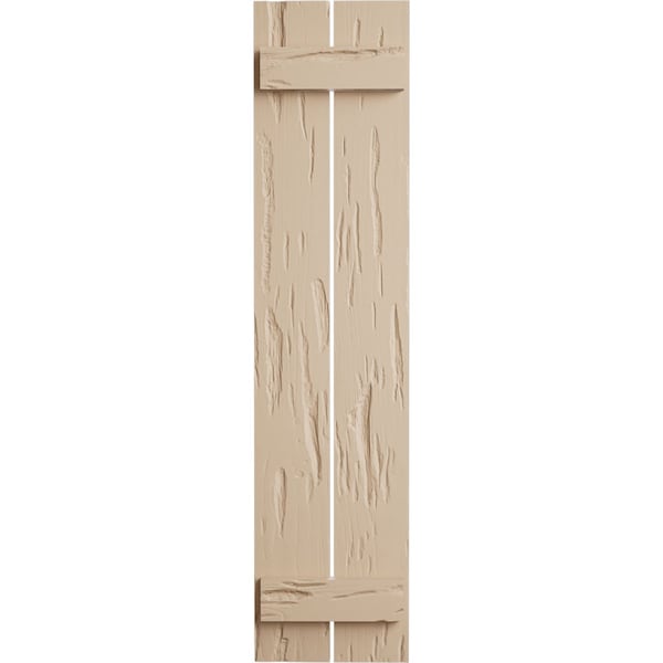 Ekena Millwork Rustic Two Board Spaced Board-n-Batten Pecky Cypress Faux Wood Shutters, 11 1/2"W x 52"H - SHUBSS11X52PCPR