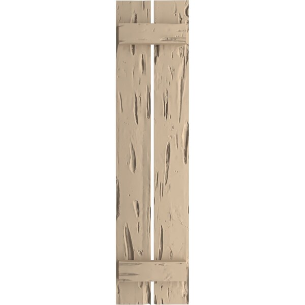 Ekena Millwork Rustic Two Board Spaced Board-n-Batten Pecky Cypress Faux Wood Shutters, 11 1/2"W x 52"H - SHUBSS11X52PCPR