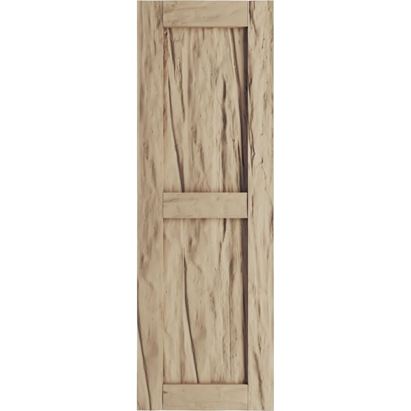 Ekena Millwork Rustic Two Equal Panel Flat Panel Riverwood Faux Wood Shutters (Per Pair), Primed Tan, 12"W x 38"H - SHUFP12X38RWPR