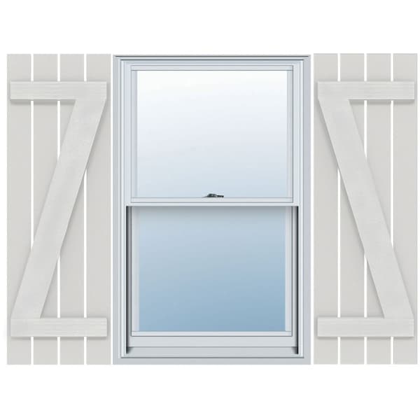 Ekena Millwork Timberthane Faux Rustic Four Board Spaced Board-n-Batten Faux Wood Shutters w/Z-Board, 23W x 42H, PR - FBS06Z23X042RUF