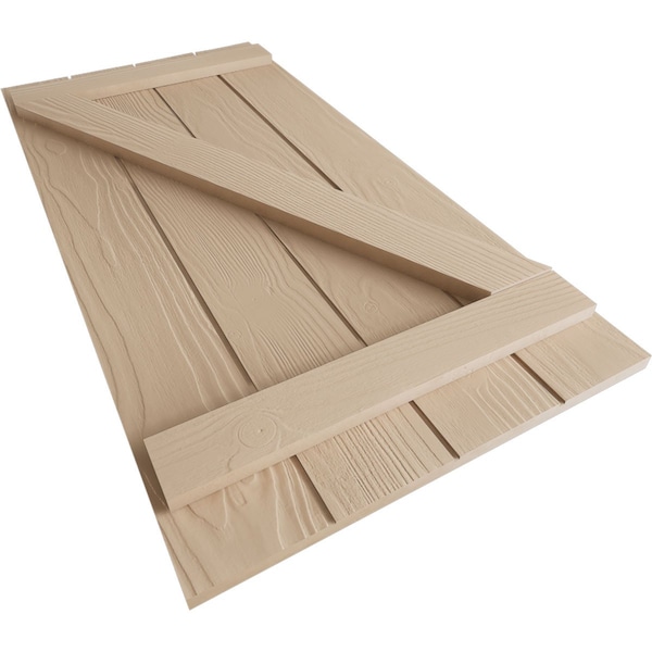 Ekena Millwork Rustic Four Board Joined Board-n-Batten Sandblasted Faux Wood Shutters w/Z-Board, 22W x 36H, PR - SHUBJZ22X36SDPR