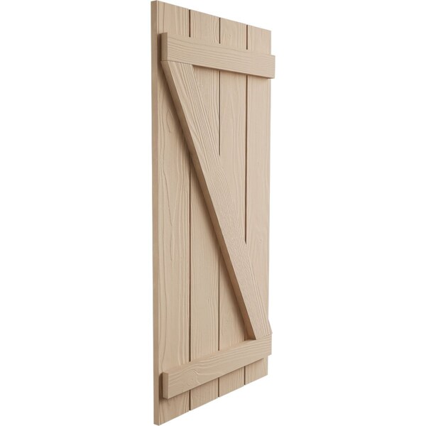 Ekena Millwork Rustic Four Board Joined Board-n-Batten Sandblasted Faux Wood Shutters w/Z-Board, 22W x 36H, PR - SHUBJZ22X36SDPR