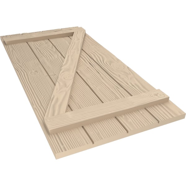 Ekena Millwork Rustic Four Board Joined Board-n-Batten Sandblasted Faux Wood Shutters w/Z-Board, 22W x 36H, PR - SHUBJZ22X36SDPR
