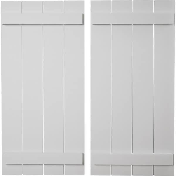 Ekena Millwork Rustic Four Board Spaced Board-n-Batten Smooth Faux Wood Shutters, 23 1/2W x 36H, PR - SHUBSS23X36SMPR