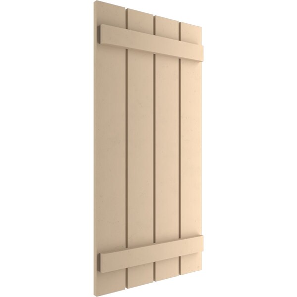 Ekena Millwork Rustic Four Board Spaced Board-n-Batten Smooth Faux Wood Shutters, 23 1/2W x 36H, PR - SHUBSS23X36SMPR