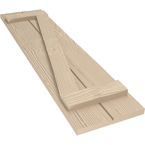 Ekena Millwork Rustic Two Board Joined Board-n-Batten Sandblasted Faux Wood Shutters w/Z-Board, 11W x 70H, PR - SHUBJZ11X70SDPR