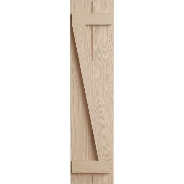 Ekena Millwork Rustic Two Board Joined Board-n-Batten Sandblasted Faux Wood Shutters w/Z-Board, 11W x 70H, PR - SHUBJZ11X70SDPR