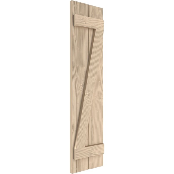 Ekena Millwork Rustic Two Board Joined Board-n-Batten Sandblasted Faux Wood Shutters w/Z-Board, 11W x 70H, PR - SHUBJZ11X70SDPR