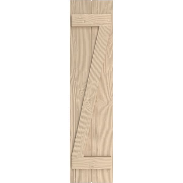 Ekena Millwork Rustic Two Board Joined Board-n-Batten Sandblasted Faux Wood Shutters w/Z-Board, 11W x 70H, PR - SHUBJZ11X70SDPR