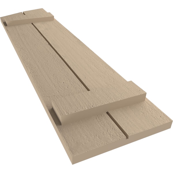 Ekena Millwork Rough Cedar 2 Board Joined Board-n-Batten w/Elliptical Top Faux Wood Shutters, 11W x 24H, PR - SHUBJL11X24RCPR