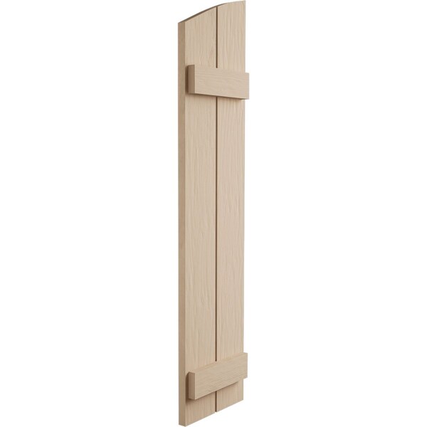 Ekena Millwork Rough Sawn 2 Board Joined Board-n-Batten w/Elliptical Top Faux Wood Shutters, 11W x 58H, PR - SHUBJL11X58RSPR