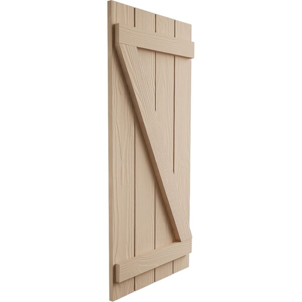 Ekena Millwork Rustic Four Board Spaced Board-n-Batten Sandblasted Faux Wood Shutters w/Z-Board, 23 1/2W x 60H, PR - SHUBSZ23X60SDPR