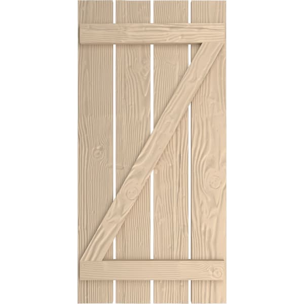 Ekena Millwork Rustic Four Board Spaced Board-n-Batten Sandblasted Faux Wood Shutters w/Z-Board, 23 1/2W x 60H, PR - SHUBSZ23X60SDPR
