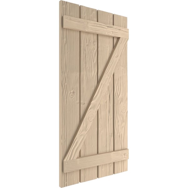 Ekena Millwork Rustic Four Board Spaced Board-n-Batten Sandblasted Faux Wood Shutters w/Z-Board, 23 1/2W x 60H, PR - SHUBSZ23X60SDPR