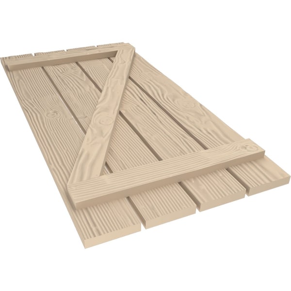 Ekena Millwork Rustic Four Board Spaced Board-n-Batten Sandblasted Faux Wood Shutters w/Z-Board, 23 1/2W x 60H, PR - SHUBSZ23X60SDPR