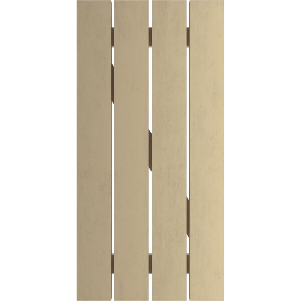 Ekena Millwork Rustic Four Board Spaced Board-n-Batten Sandblasted Faux Wood Shutters w/Z-Board, 23 1/2W x 60H, PR - SHUBSZ23X60SDPR