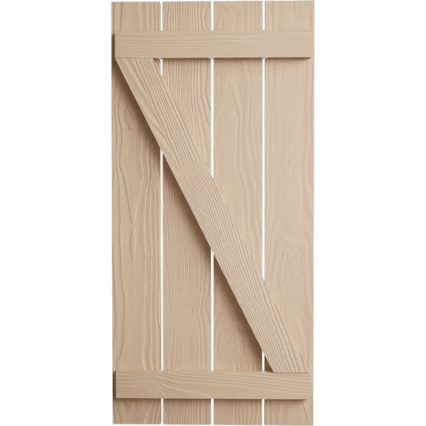 Ekena Millwork Rustic Four Board Spaced Board-n-Batten Sandblasted Faux Wood Shutters w/Z-Board, 23 1/2W x 60H, PR - SHUBSZ23X60SDPR