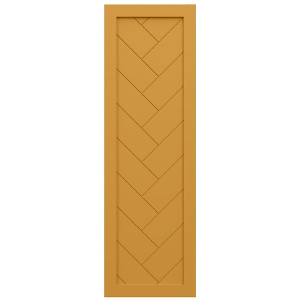 Ekena Millwork True Fit PVC Single Panel Herringbone Modern Style Fixed Mount Shutters, Turmeric, 15W x 37H, PR - TFP001HB15X037TU