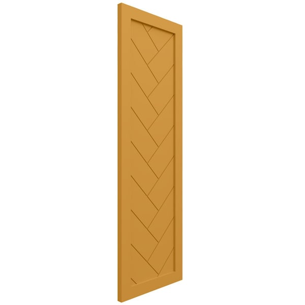 Ekena Millwork True Fit PVC Single Panel Herringbone Modern Style Fixed Mount Shutters, Turmeric, 15W x 37H, PR - TFP001HB15X037TU
