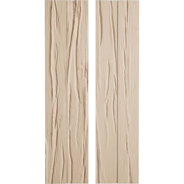Ekena Millwork Rustic Two Board Joined Board-n-Batten Riverwood Faux Wood Shutters w/No Batten, 11W x 90H, PR - SHUBJN11X90RWPR