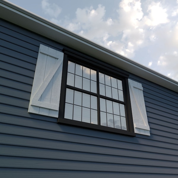 Ekena Millwork Rustic Three Board Joined Board-n-Batten Rough Sawn Faux Wood Shutters w/Z-Board, 16 1/2W x 68H, PR - SHUBJZ16X68RSPR