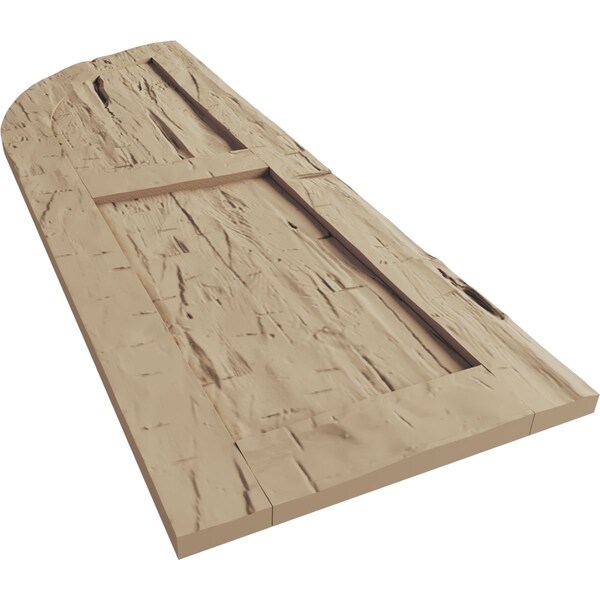 Ekena Millwork Hand Hewn 2 Equal Flat Panel w/Quarter Round Arch Top Faux Wood Shutters, 15W x 90H, 75 Low Side, PR - SHUFPQ15X90HHPR