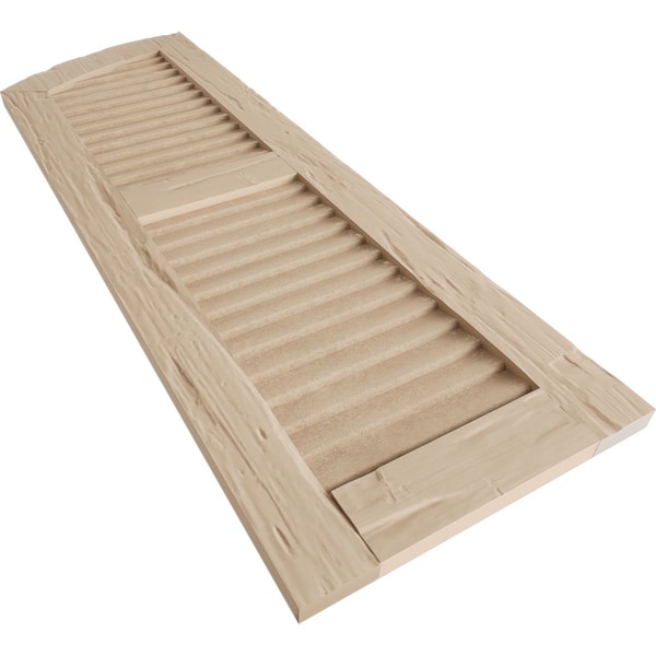 Ekena Millwork Timberthane Hand Hewn 2 Equal Louver w/Elliptical Top Faux Wood Shutters, 12W x 26H, 22 Low Side, PR - SHULVL12X26HHPR