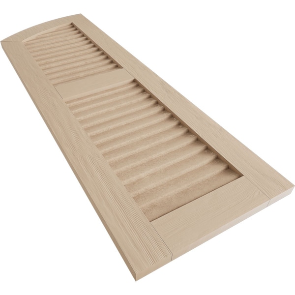 Ekena Millwork Timberthane Rough Sawn 2 Equal Louver w/Elliptical Top Faux Wood Shutters, 12Wx52H, 48 Low Side, PR - SHULVL12X52RSPR