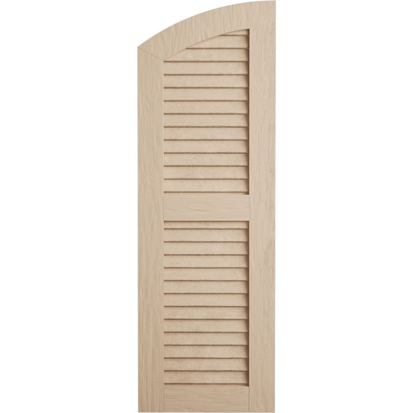 Ekena Millwork Timberthane Rough Sawn 2 Equal Louver w/Elliptical Top Faux Wood Shutters, 12Wx52H, 48 Low Side, PR - SHULVL12X52RSPR