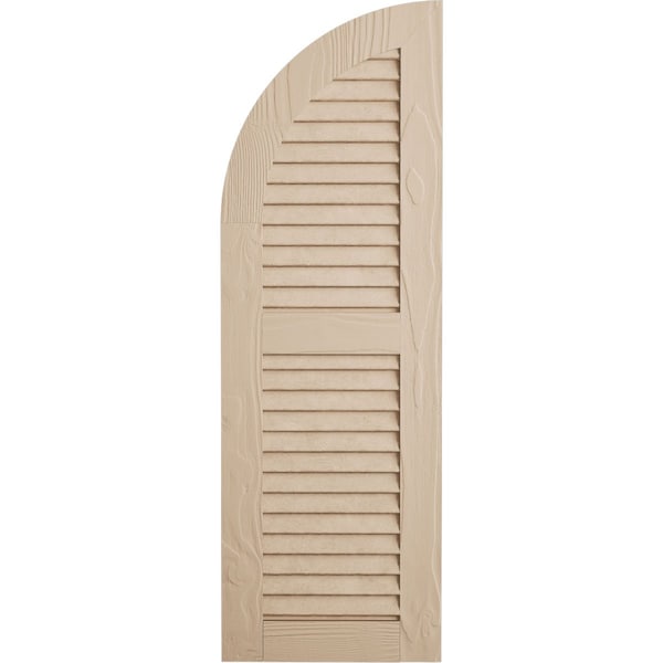 Ekena Millwork Sandblasted 2 Equal Louver w/Quarter Round Arch Top Faux Wood Shutters, 18W x 52H, 34 Low Side, PR - SHULVQ18X52SDPR