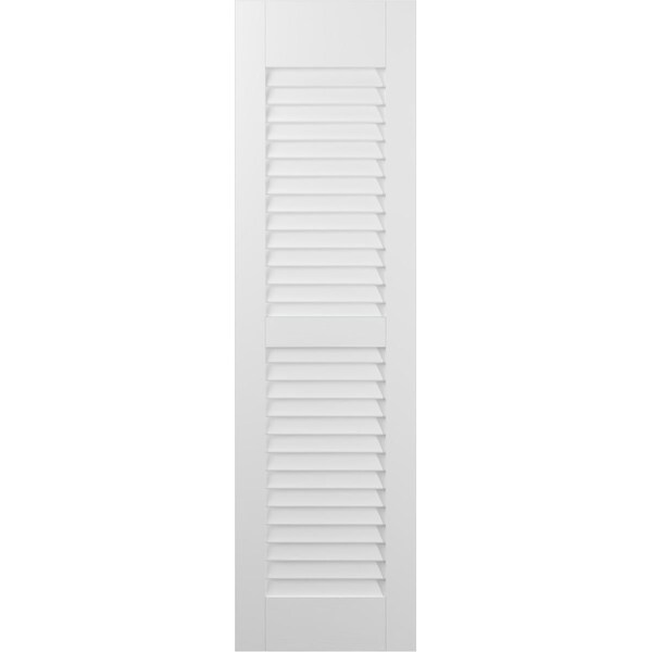 Ekena Millwork 15W x 52H Americraft Two Equal Louver Exterior Real Wood Shutters, White, PR - RW101LV15X52WHH