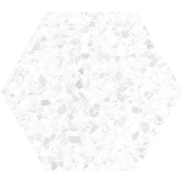 Apollo Tile Terra Mia 8.1 in. x 9.25 in. Matte White Porcelain Hexagon Wall and Floor Tile 9.93 sqft/case, 25PK - TER88WHTSPKA