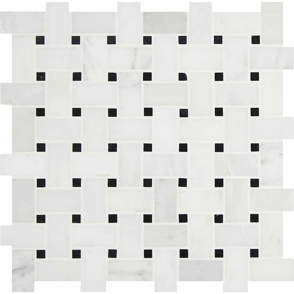 Msi Greecian White Basket Weave SAMPLE Honed Marble Mesh-Mounted Mosaic Tile - ZOR-MD-0388-SAM