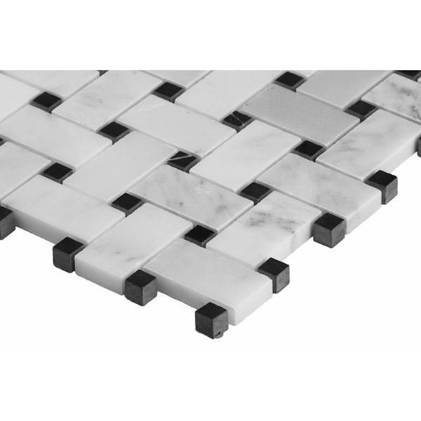 Msi Greecian White Basket Weave SAMPLE Honed Marble Mesh-Mounted Mosaic Tile - ZOR-MD-0388-SAM