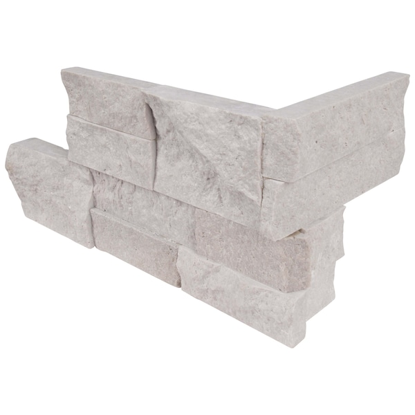 Msi Iceland Gray  Splitface Ledger Corner 6 in.  X 18 in.  Natural Travertine Wall Tile, 4PK - ZOR-PNL-0137