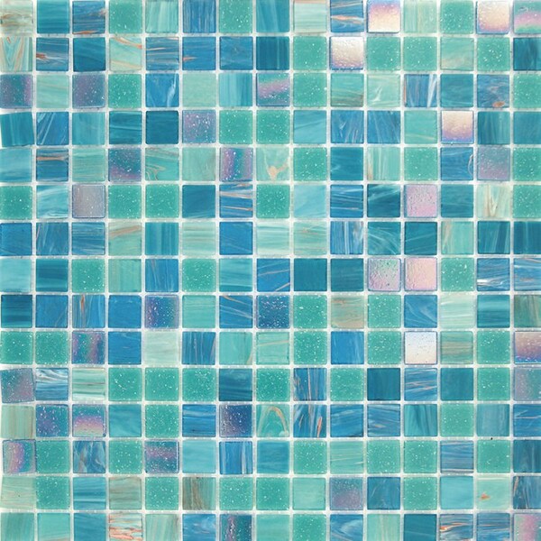 Apollo Tile Mingles 12 in. x 12 in. Glossy Blue Green Glass Mosaic Wall and Floor Tile 20 sq. ft./case, 20PK - MIX2088GN450A