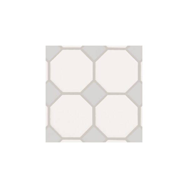 Daltile Daltile Octagon and Dot 2 x 2 Ceramic Mosaic Wall & Floor Tile in White/Grey, 10PK - 65012OCT44MS1P2
