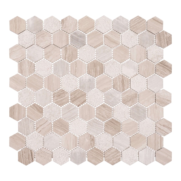 Andova Tiles SAMPLE Amarillo 125 x 125 Natural Stone Honeycomb Mosaic Wall  Floor Tile - SAM-ANDAMA102
