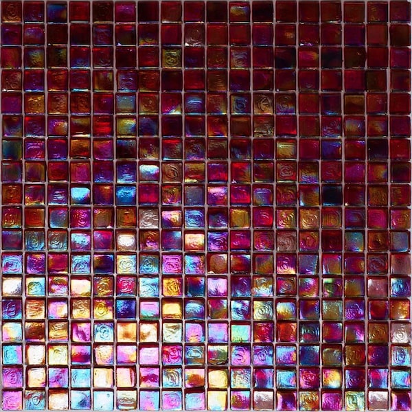 Apollo Tile Skosh 11.6 in. x 11.6 in. Glossy Merlot Red Glass Mosaic Wall and Floor Tile 18.69 sqft/case, 20PK - APLNB88RD232A